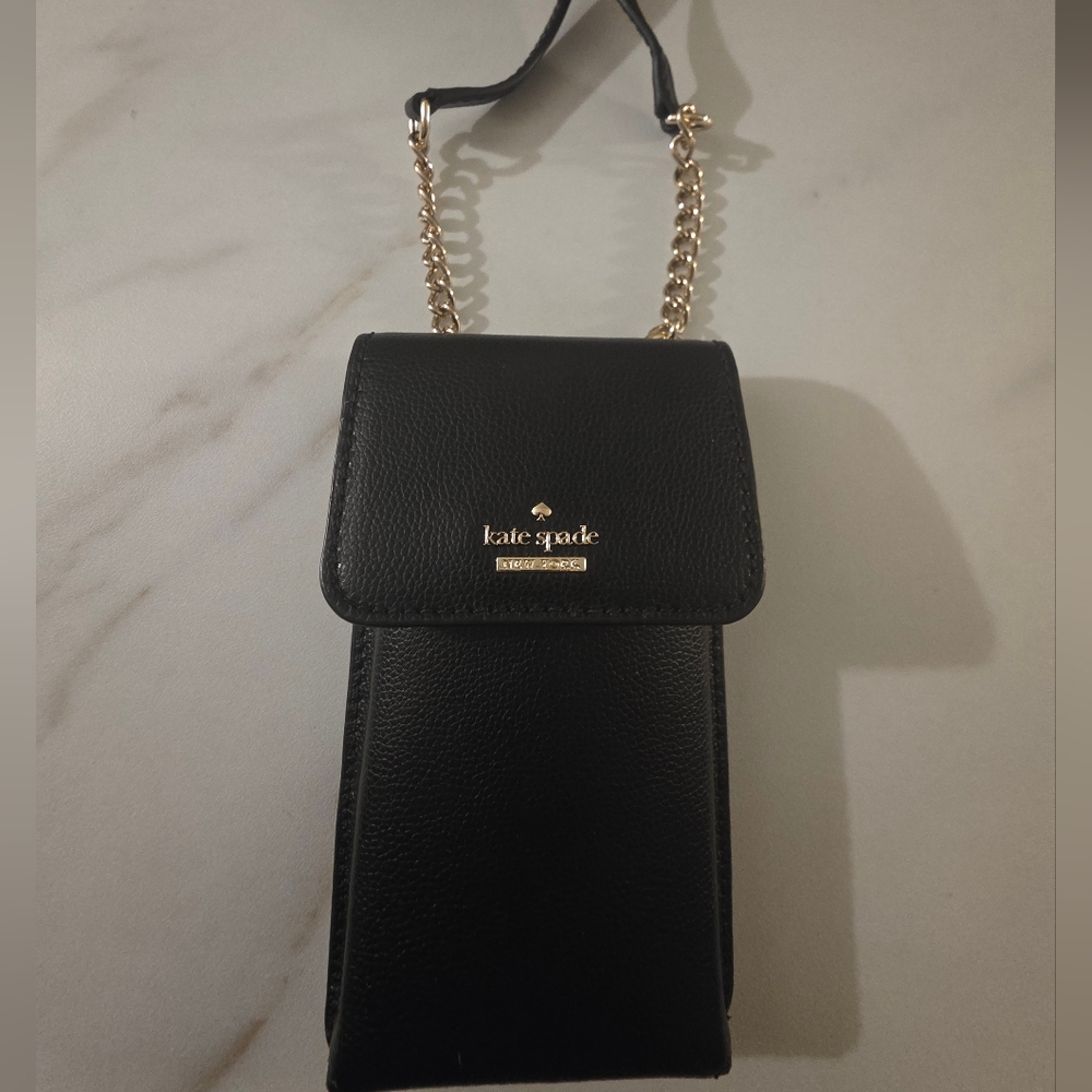 kate spade New York Black Leather Crossbody Phone Bag